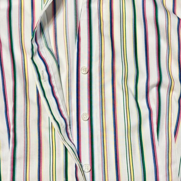 Taylor Gold Label Button Up Shirt Size 10 V Neck Top Colorful Striped 3/4 Sleeve - Picture 9 of 13